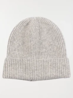 Bonnet en tricot gris clair chiné femme