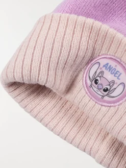 Bonnet fille Angel pompon vieux rose