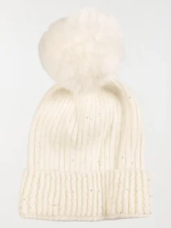 Bonnet fille écru pompon