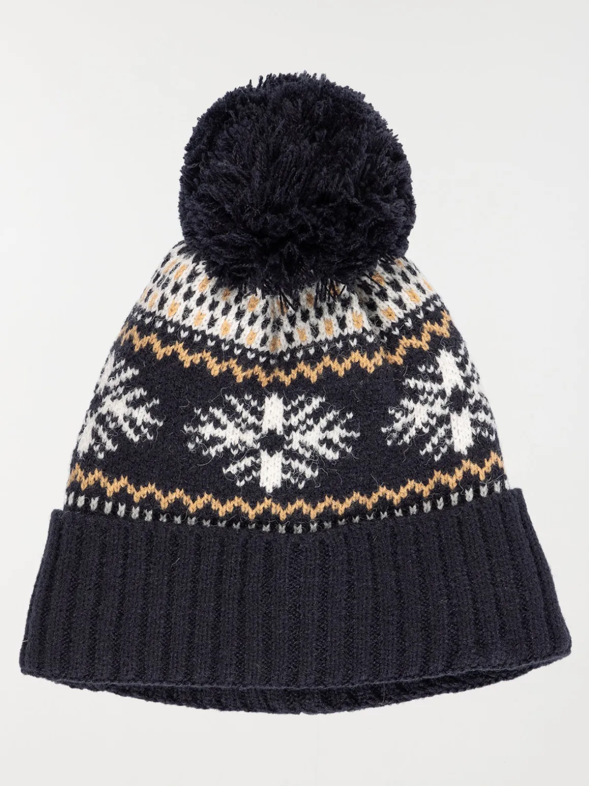 Bonnet jacquard pompon garçon
