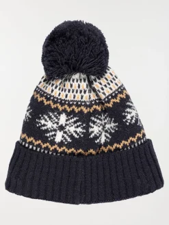 Bonnet jacquard pompon garçon