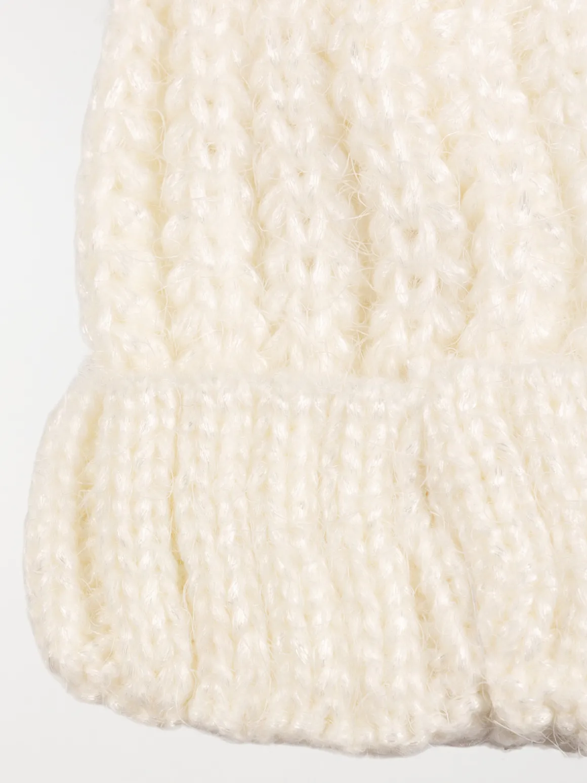 Bonnet pompon écru fille