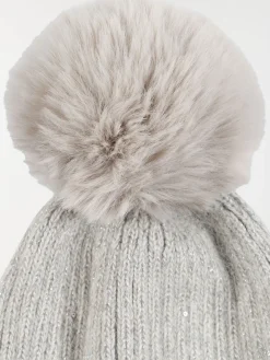 Bonnet sequins et pompon fille