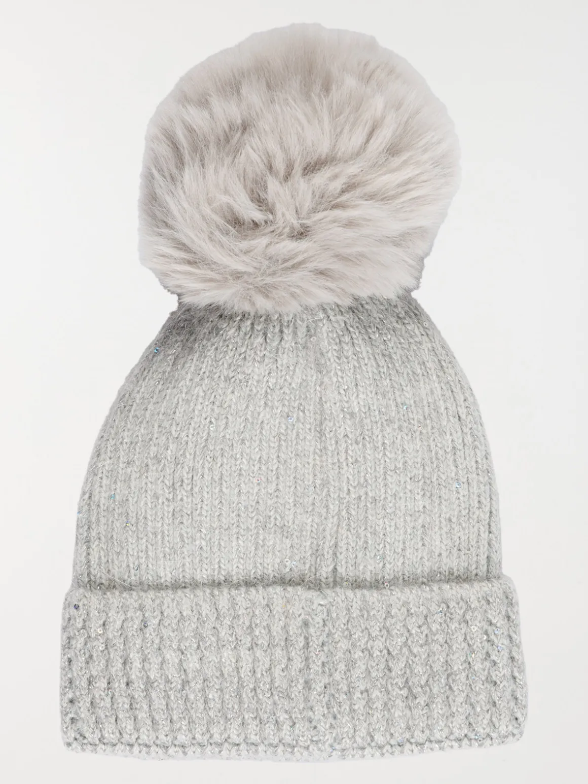 Bonnet sequins et pompon fille