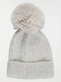 Bonnet sequins et pompon fille