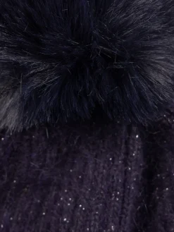 Bonnet sequins et pompon fille