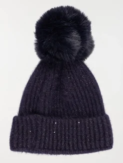 Bonnet sequins et pompon fille