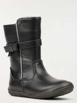 Bottes noires bride noeud fille (31-35)