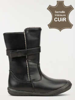 Bottes noires bride noeud fille (25-30)