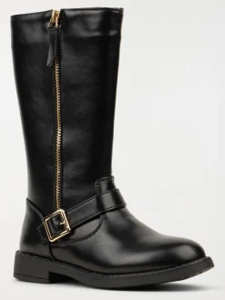 Bottes noires zip doré fille (31-39)