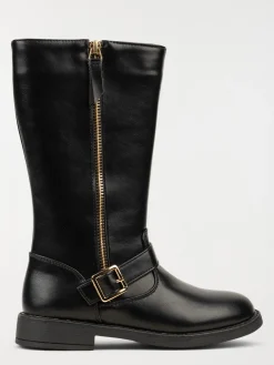 Bottes noires zip doré fille (31-39)