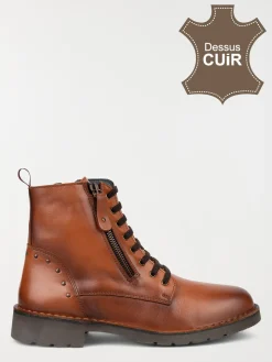 Bottine femme marron dessus cuir (36-41)