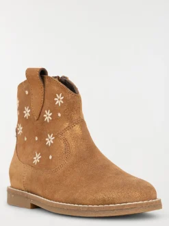 Bottine fleur brodée camel fille (24-30)