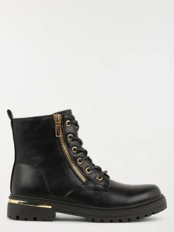 Bottine lacet et zip fille noir (31-37)