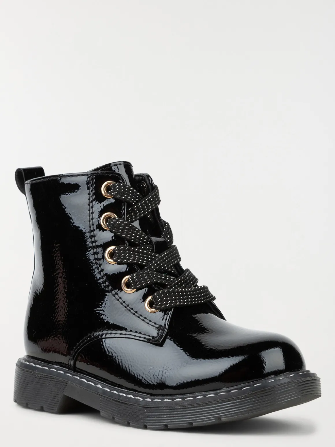 Bottine vernie noire lacet fille (31-39)