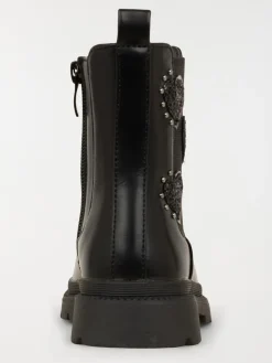 Bottines coeurs noires fille (24-30)