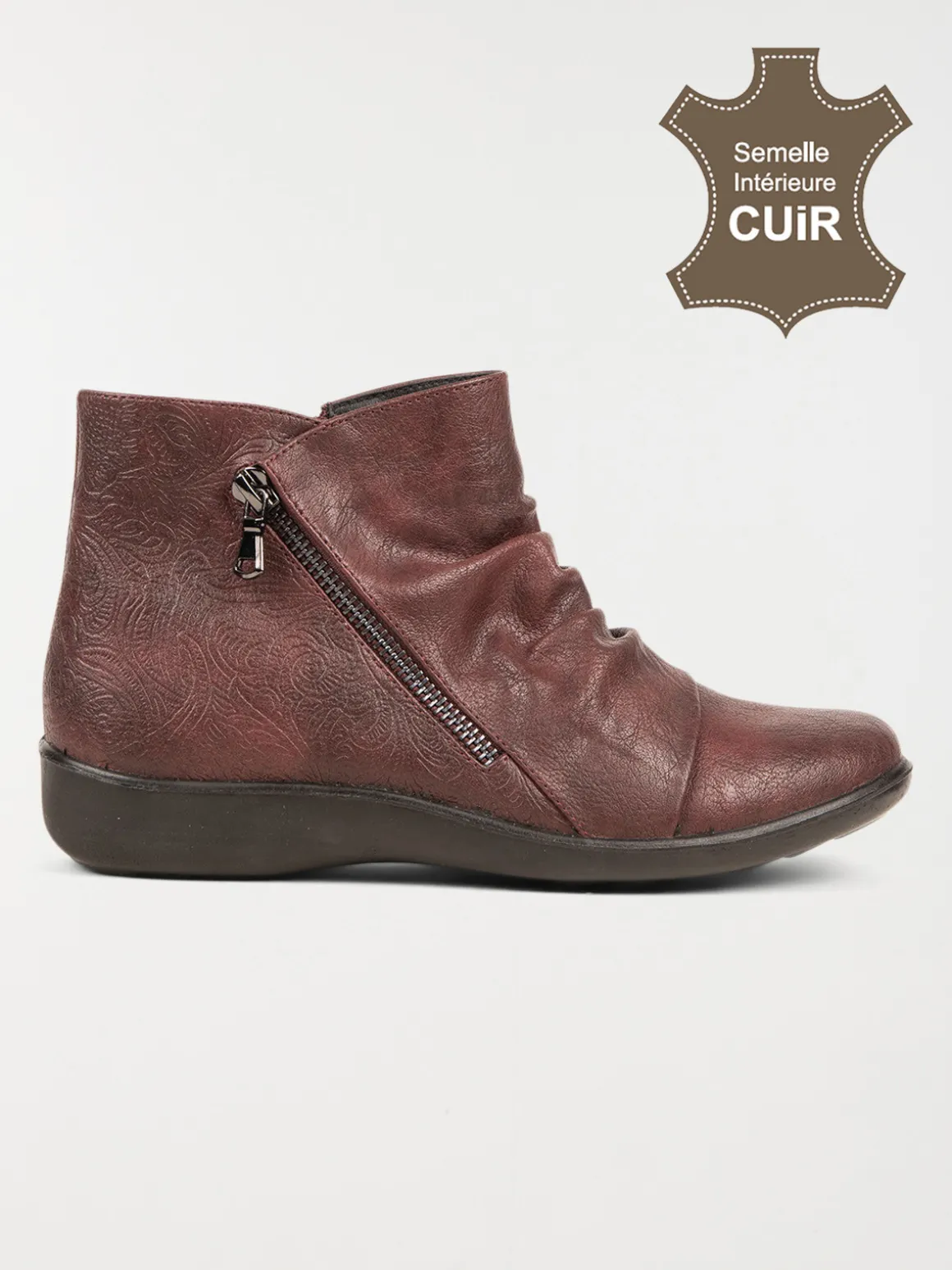 Bottines confort bordeaux femme (37-42)