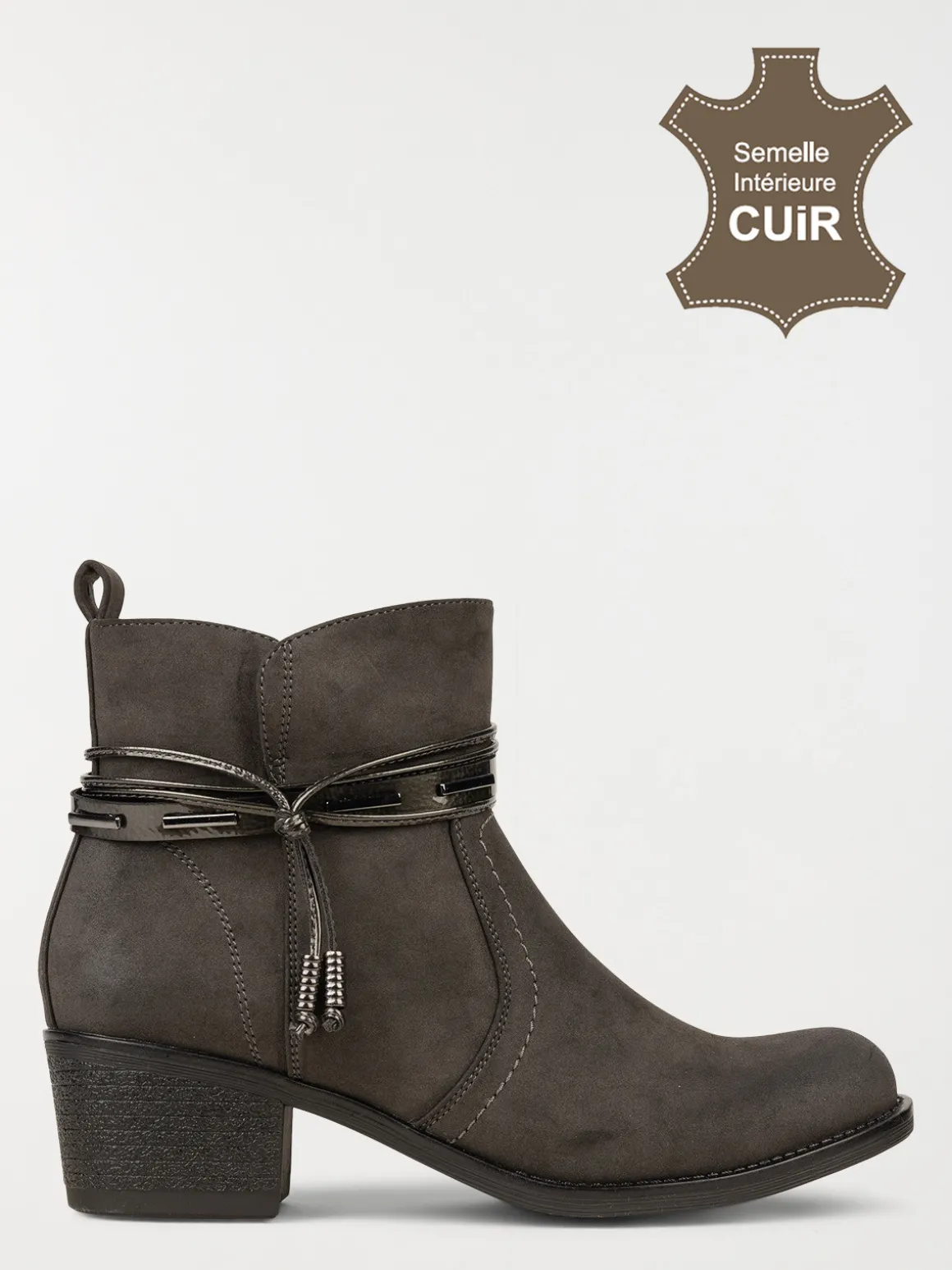 Bottines grises en suédine femme (36-41)