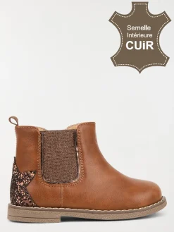 Bottines marron pailletées (25-30)
