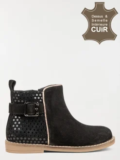 Bottines noires motif pois fille (25-30)