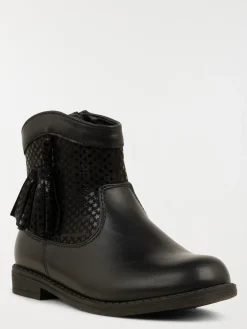 Bottines noires pompons fille (31-36)