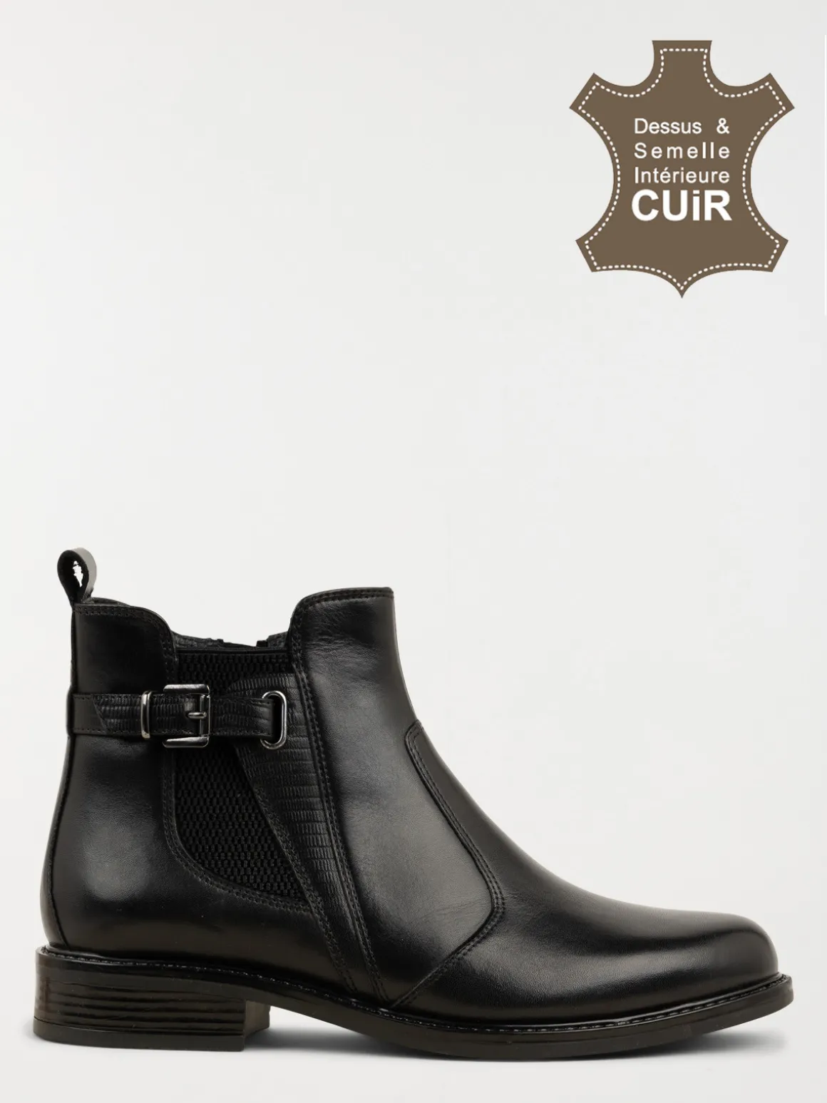 Bottines noires zippées femme (36-41)