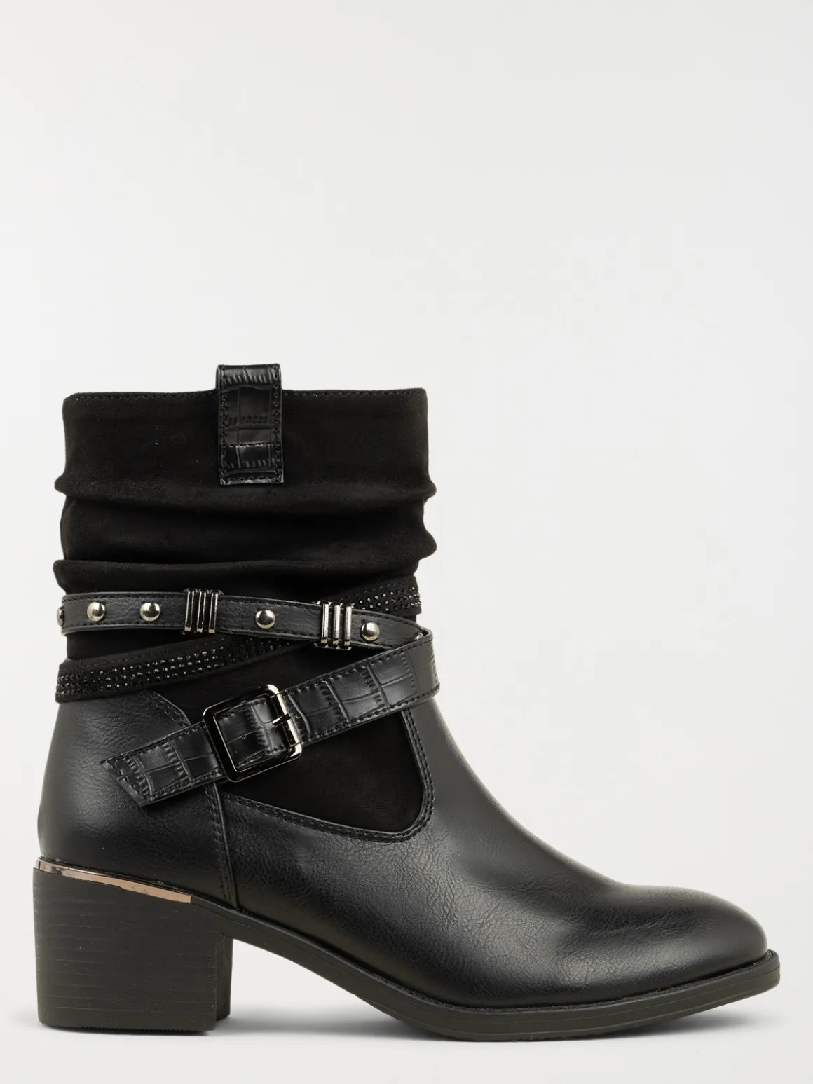 Bottines plissées à talon femme (36-41)