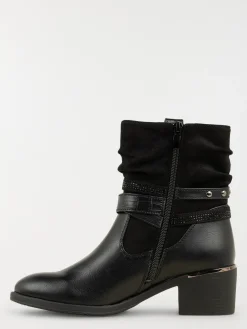 Bottines plissées à talon femme (36-41)