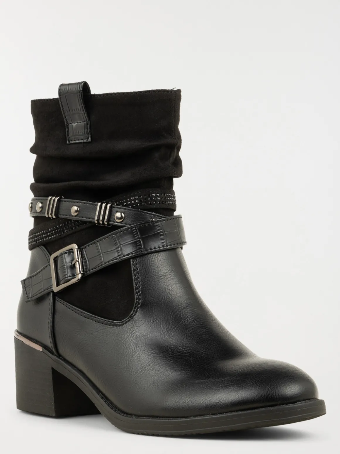 Bottines plissées à talon femme (36-41)