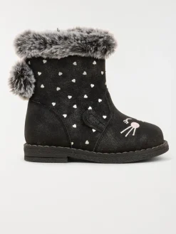 Bottines pompons fourrées fille (19-23)