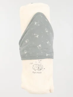 Cape de bain et gant bleu bébé