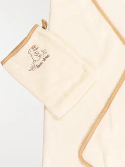 Cape de bain et gant lapin bébé