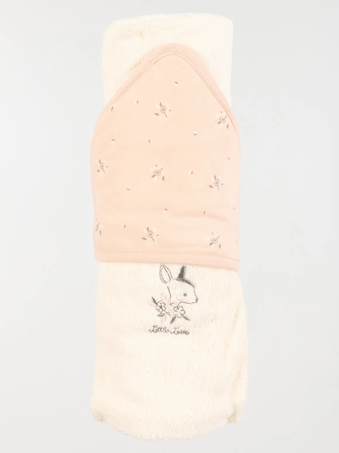 Cape de bain et gant rose bébé