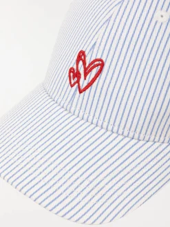 Casquette rayée coeurs femme