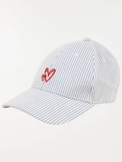Casquette rayée coeurs femme