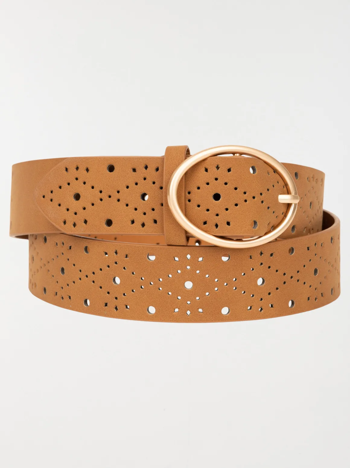 Ceinture ajourée camel femme