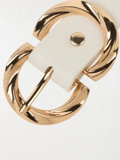 Ceinture blanche boucle dorée femme