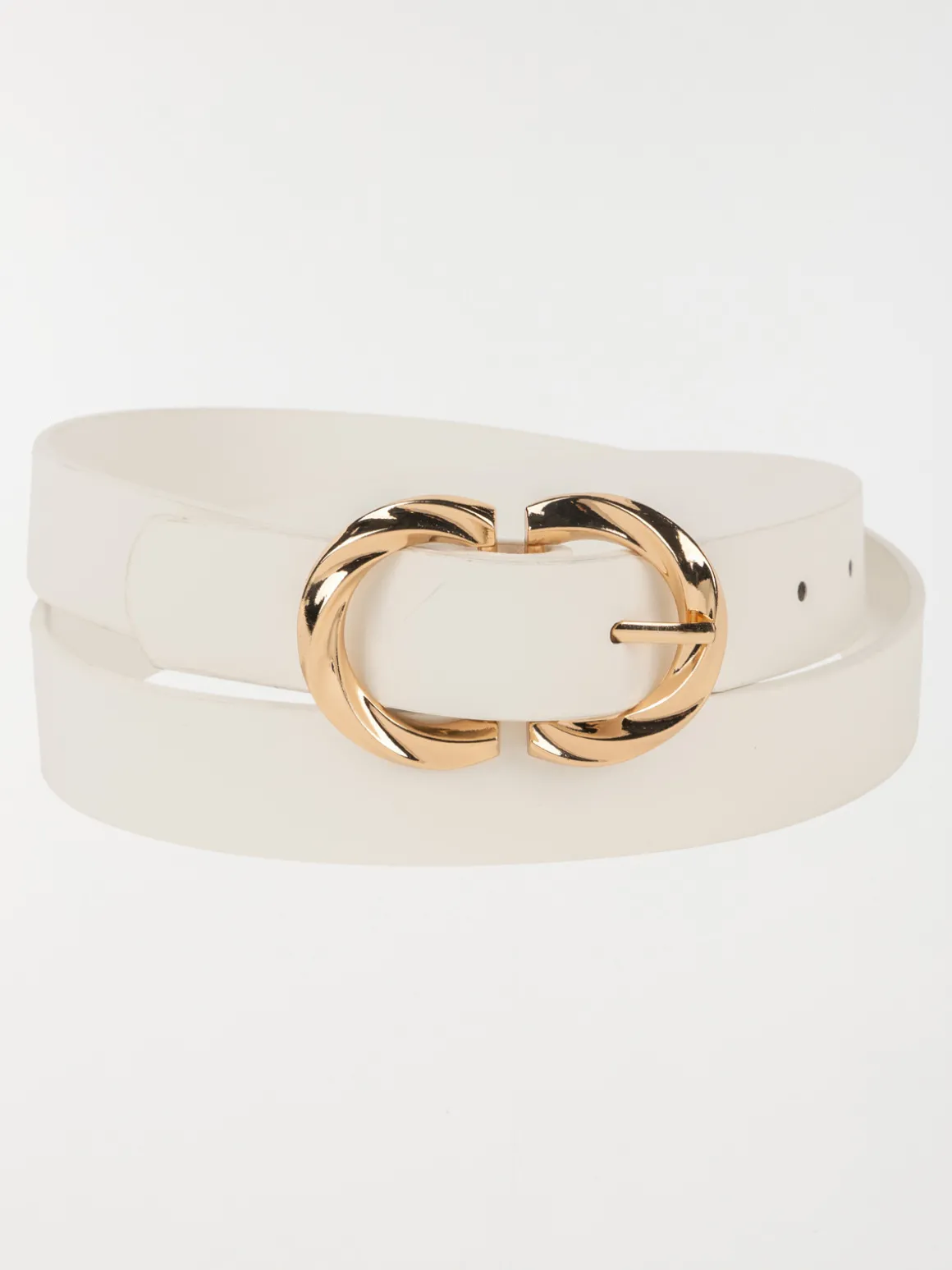 Ceinture blanche boucle dorée femme