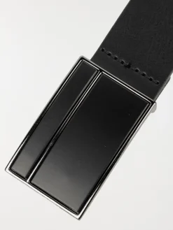 Ceinture boucle plaque noire homme