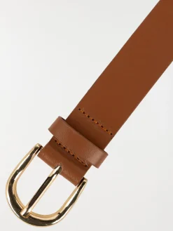 Ceinture camel boucle dorée femme