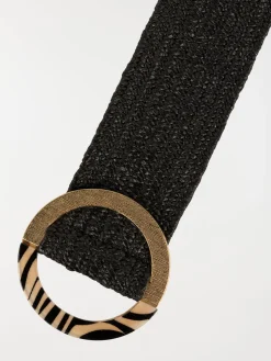 Ceinture femme boucle dorée et imprimée