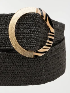 Ceinture femme boucle dorée et imprimée