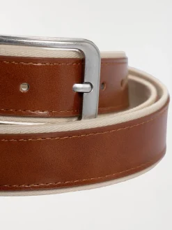 Ceinture homme bi-matière marron