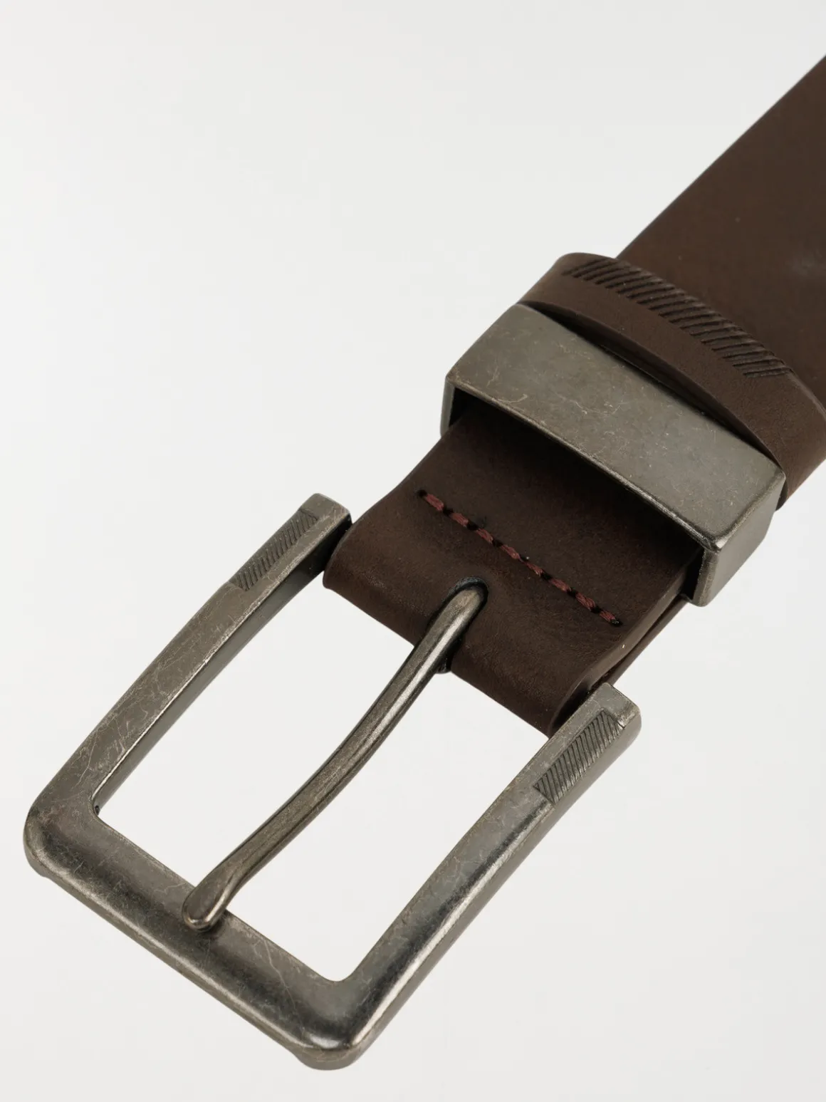 Ceinture marron double passants homme