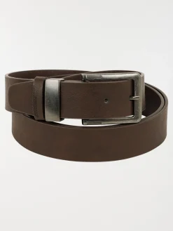 Ceinture marron double passants homme