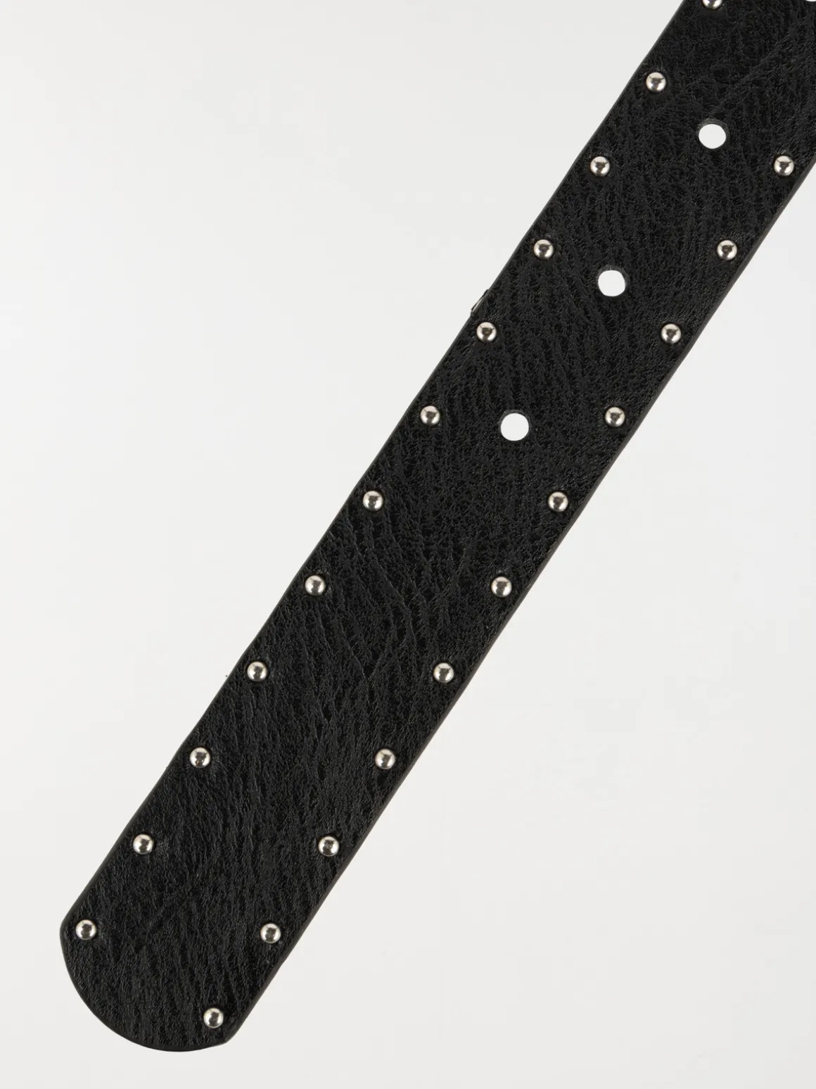 Ceinture noire clous femme