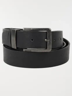 Ceinture noire passant métallique homme