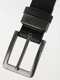 Ceinture noire passant métallique homme