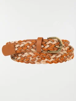 Ceinture tressée femme marron