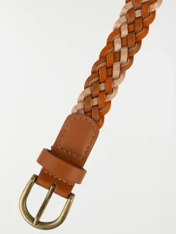 Ceinture tressée femme marron